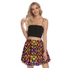 Black Pinky Leopard Mini Skater Skirt No Pockets up to 3 XL (FWS)