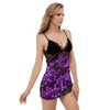 Purple Stained Glass Cami Night Dress With Lace up to 3 XL (FWS)