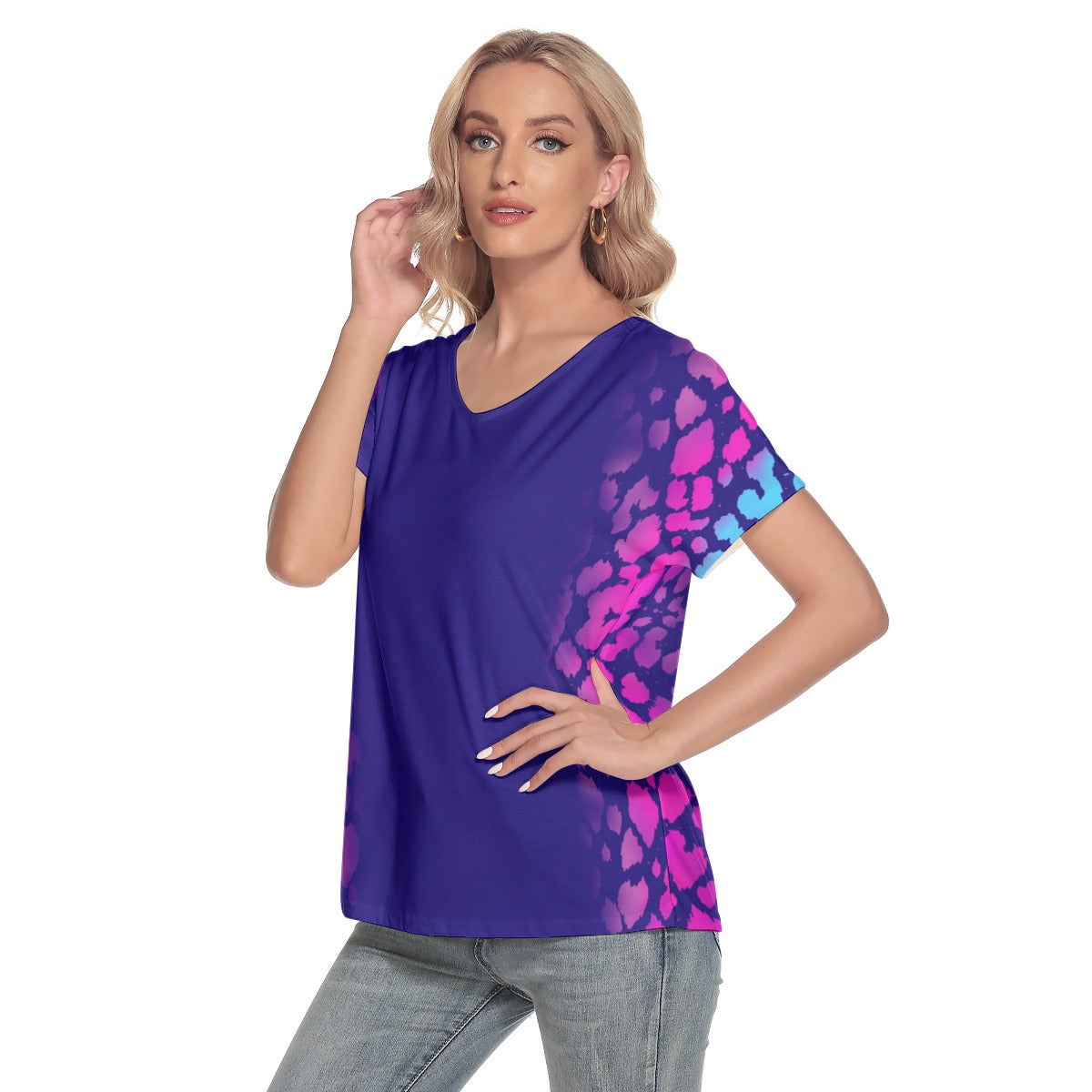 Dark Blue L V-Neck Top up to 4 XL (FWS)