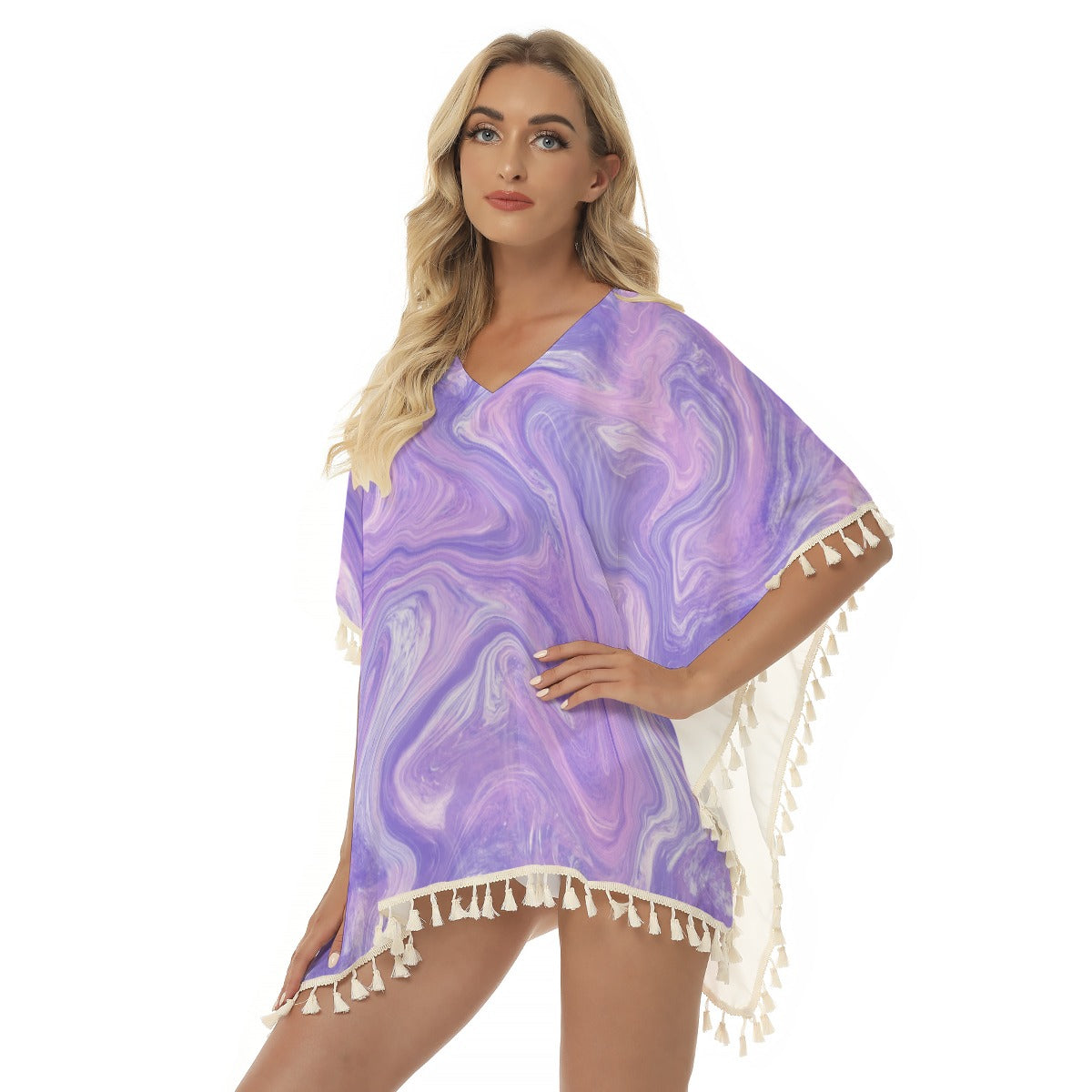 Purple Liquid Square Fringed Shawl (FWS)