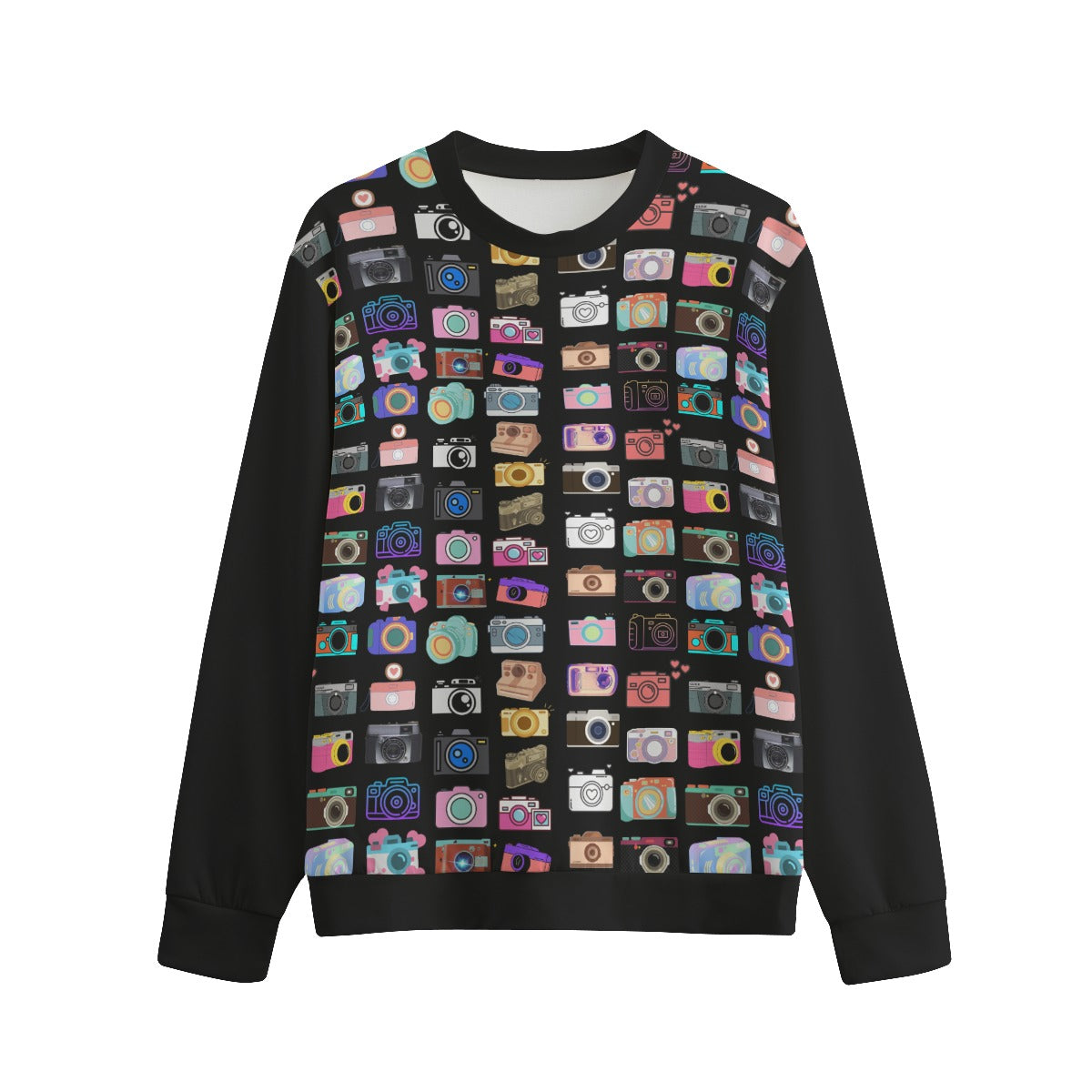 Vintage Cameras Round Neck Long Sleeves Cotton Sweatshirt up to 6 XL