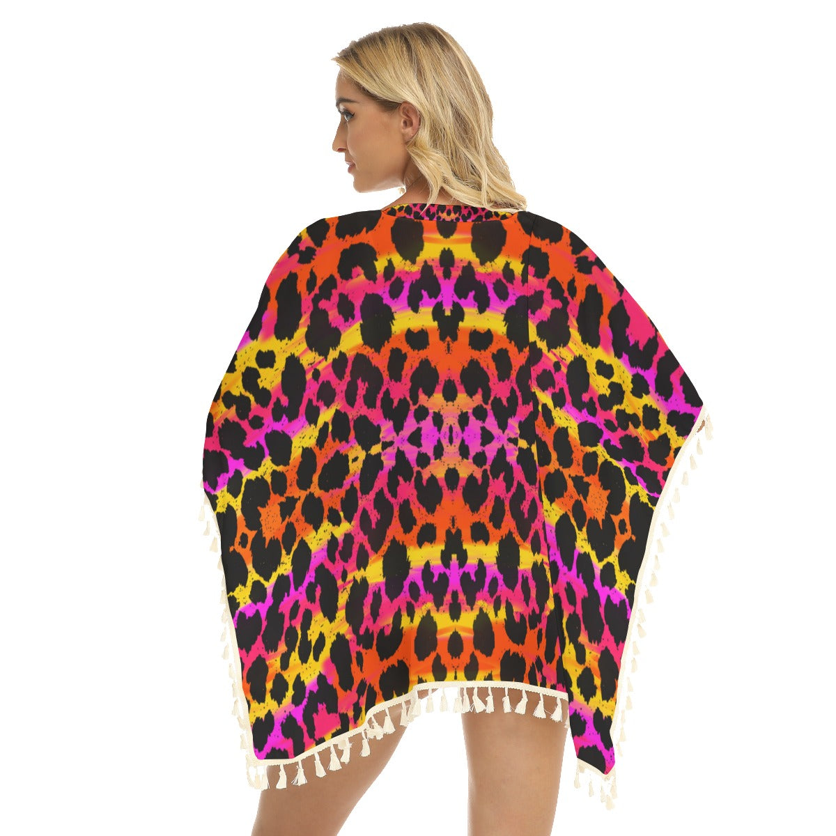 Colourful Leopard Square Fringed Shawl (FWS)