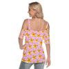 Yellow Frangipanis Pink Top with Criss Cross Straps up to 4 XL (FWS)