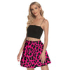 Hot Pink Leopard Women's Mini Skater Skirt up to 3 XL (FWS)