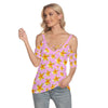 Yellow Frangipanis Pink Top with Criss Cross Straps up to 4 XL (FWS)