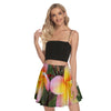 Tri Colour Frangipani 02 Mini Skater Skirt up to 3 XL