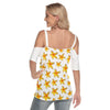 Yellow Frangipanis White Top with Criss Cross Straps up to 4 XL (FWS)