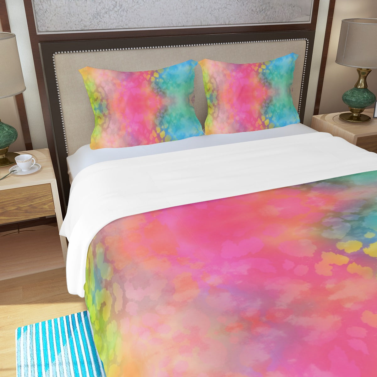 Rainbow Cotton Floss Three Piece Bed Cover Set