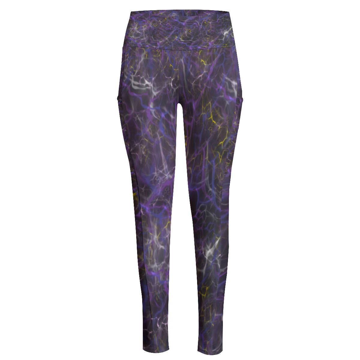 Stormy Purple High Waist Leggings With Side Pockets up to 6 XL