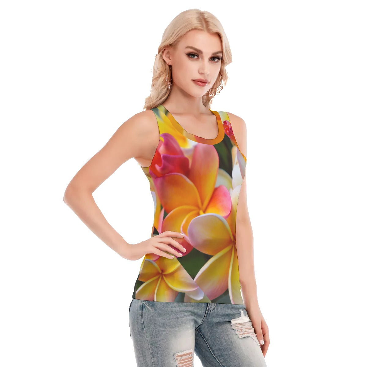 Last of the Summer Frangipani Women's Skinny Sport Tank Top