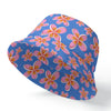 Graphic Pink Frangipanis Blue Bucket Hat