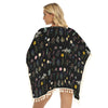 Wildflowers Black Square Fringed Shawl (FWS)