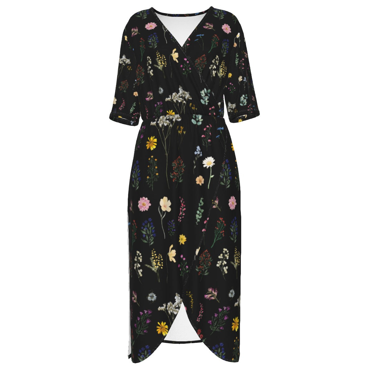 Wildflowers Black Long Dress up to 3 XL (FWS)