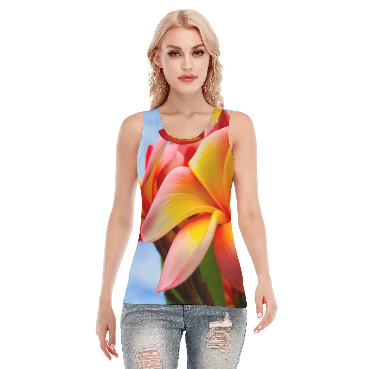 Frangipani Sky Women's Skinny Sport Tank Top