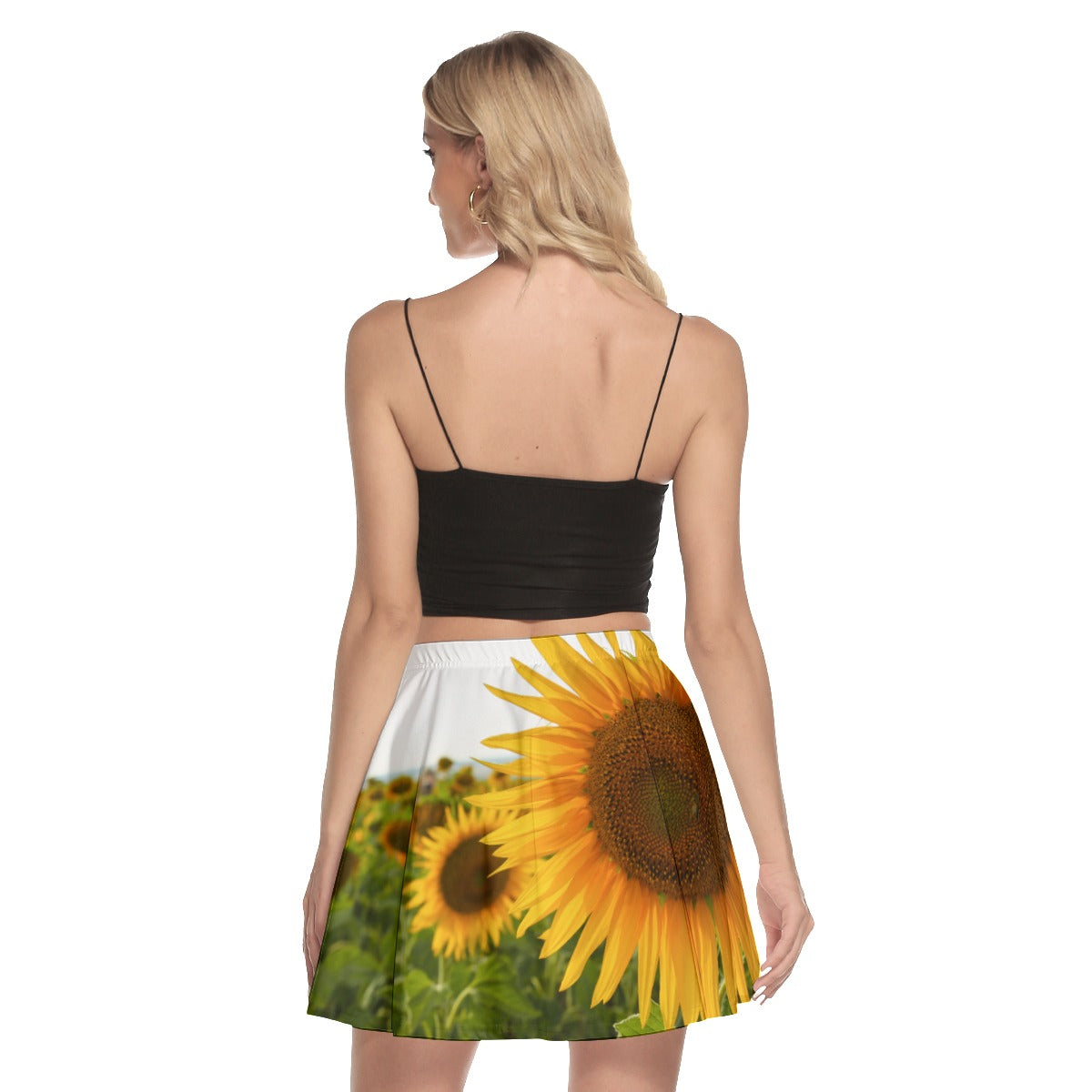 Sunflowers Mini Skater Skirt No Pockets up to 3 XL