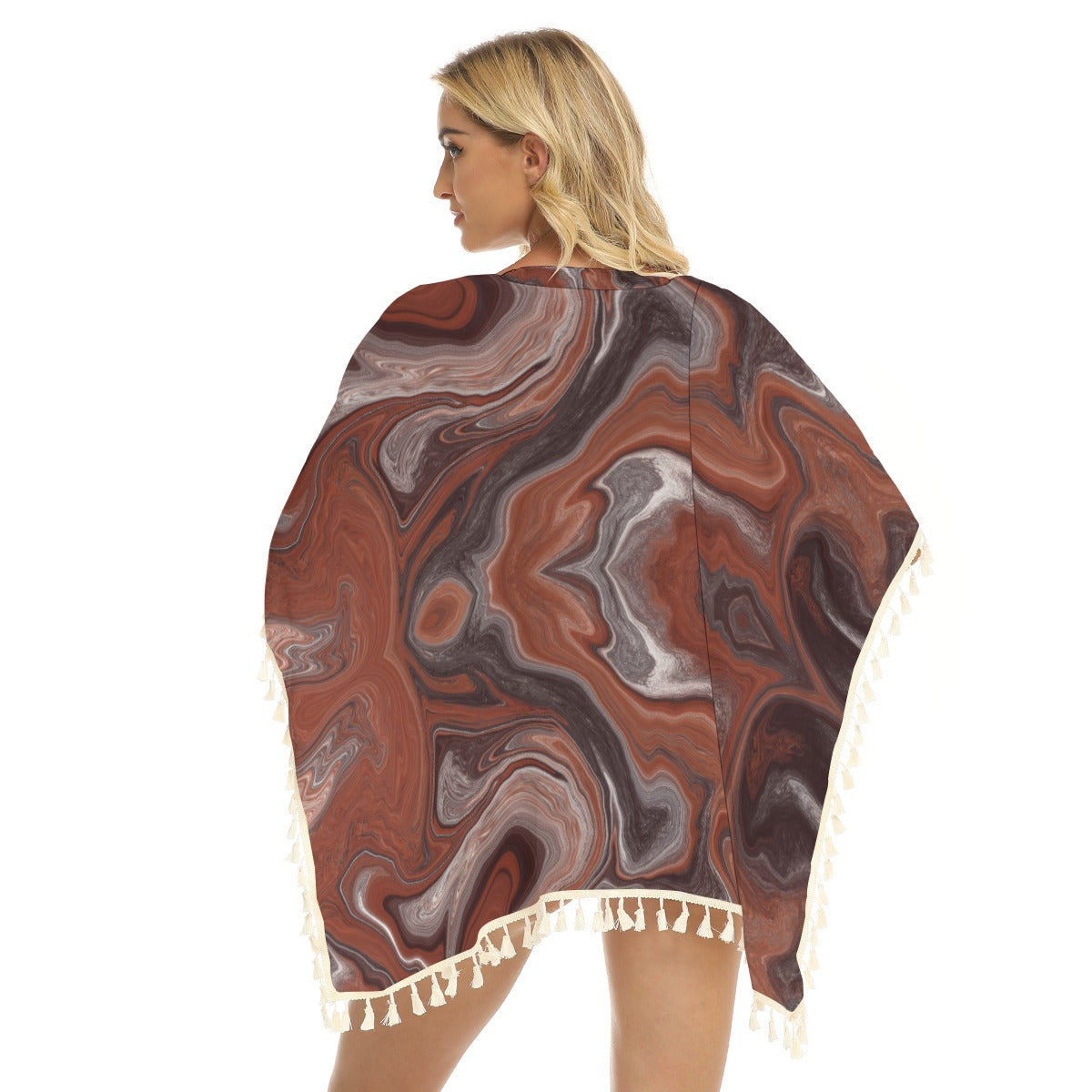 Choc Swirl Square Fringed Shawl up to 2 XL (FWS) 3