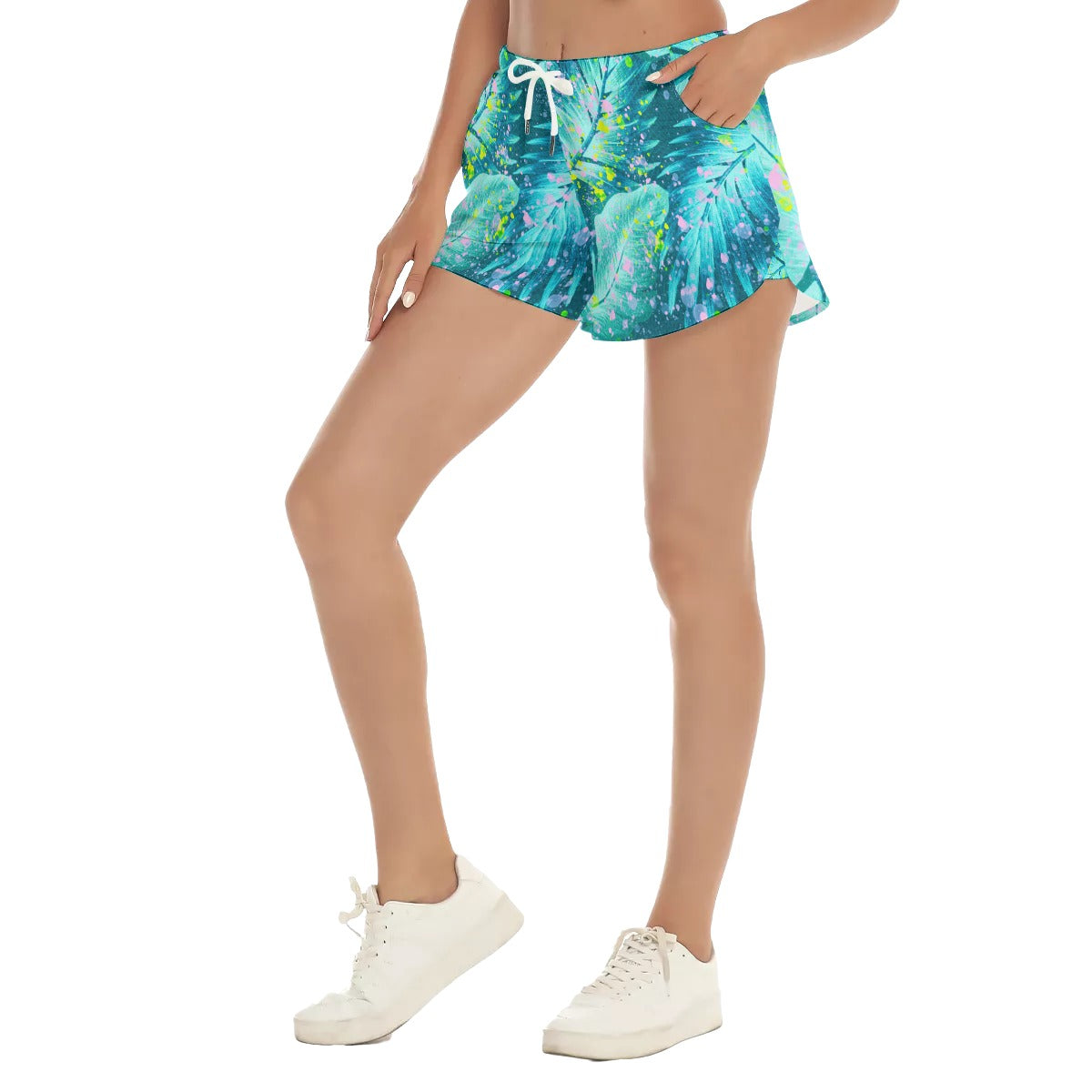 Leaves 2 Women's Beach Shorts with Pockets up to 5 XL