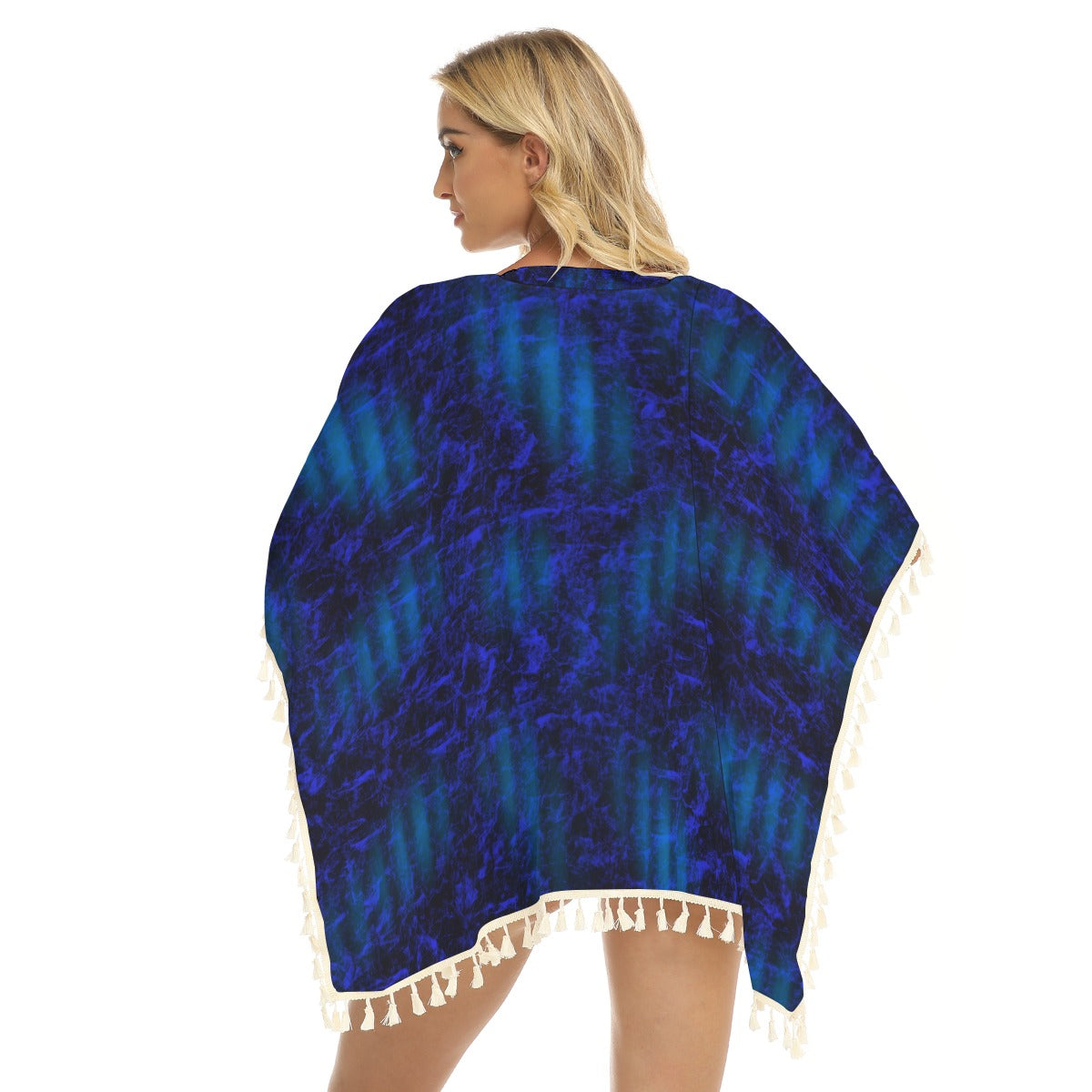 Blue Steel Square Fringed Shawl (FWS)