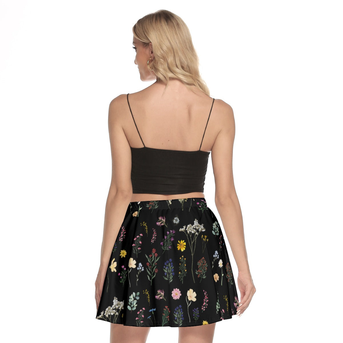 Wildflowers Black Mini Skater Skirt No Pockets up to 3 XL (FWS)