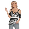 Black & White Leopard Stripes Top with Criss Cross Straps up to 4 XL (FWS)