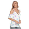 Blue Frangipanis Top With Criss Cross Straps up to 4 XL (FWS)