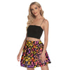 Black Pinky Leopard Mini Skater Skirt No Pockets up to 3 XL (FWS)