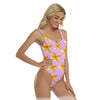 Yellow Frangipanis Pink Women's Swimsuit up to 3 XL