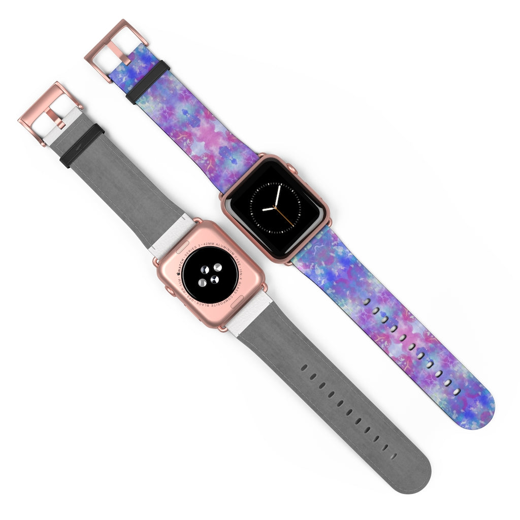 Blue Pink Aqua Apple iWatch Strap Vegan Leather