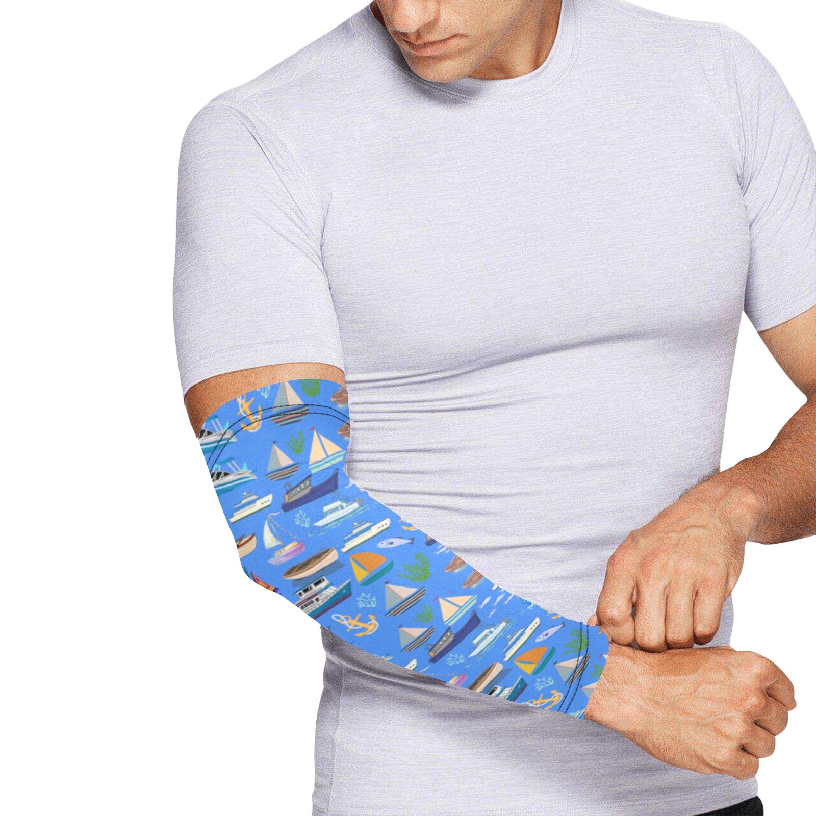 Graphic Nautical Blue Weather Protection Arm Sleeves