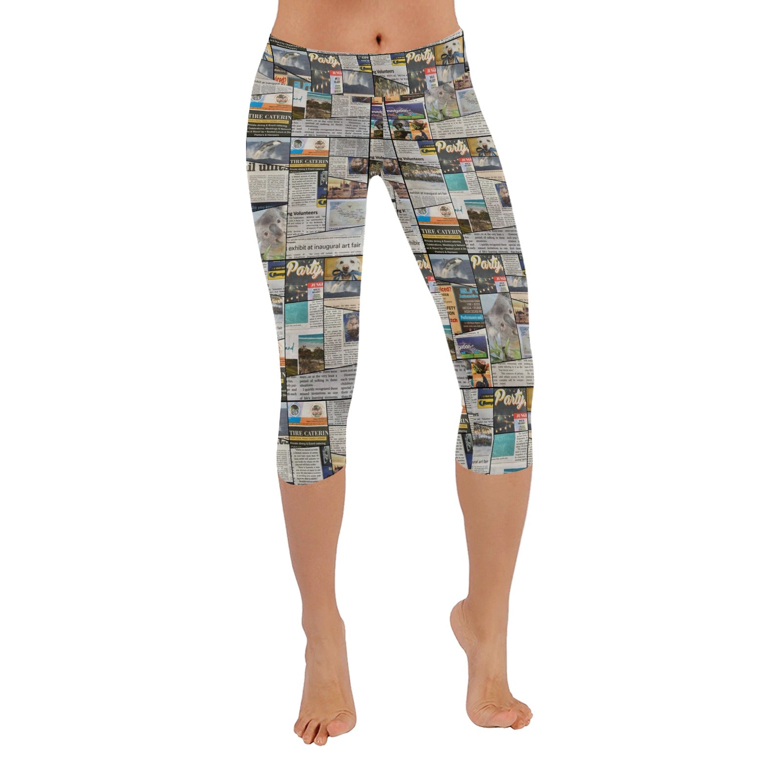 Australian Newspaper Colour Capri Leggings up to 5 XL