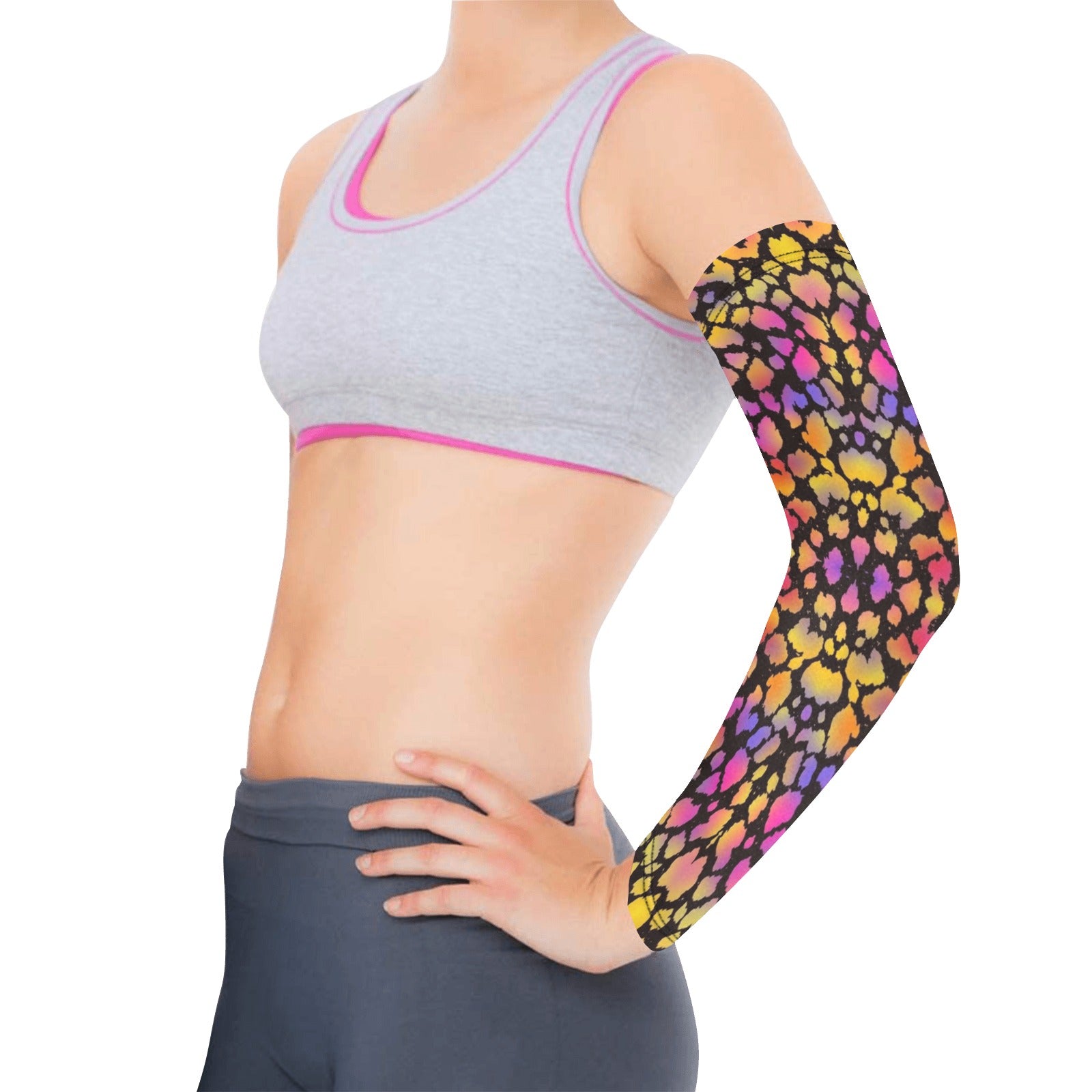 Black Pinky Leopard Weather Protection Arm Sleeves (FWS)