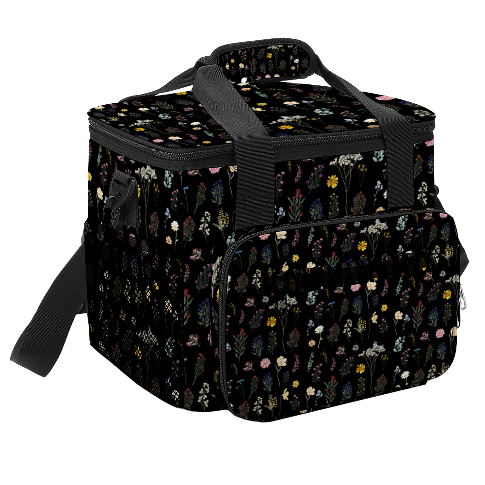 Wildflowers Black Multi Function Large Waterproof Bag