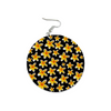 Yellow Frangipanis Black Round Wooden Earrings (FWS)