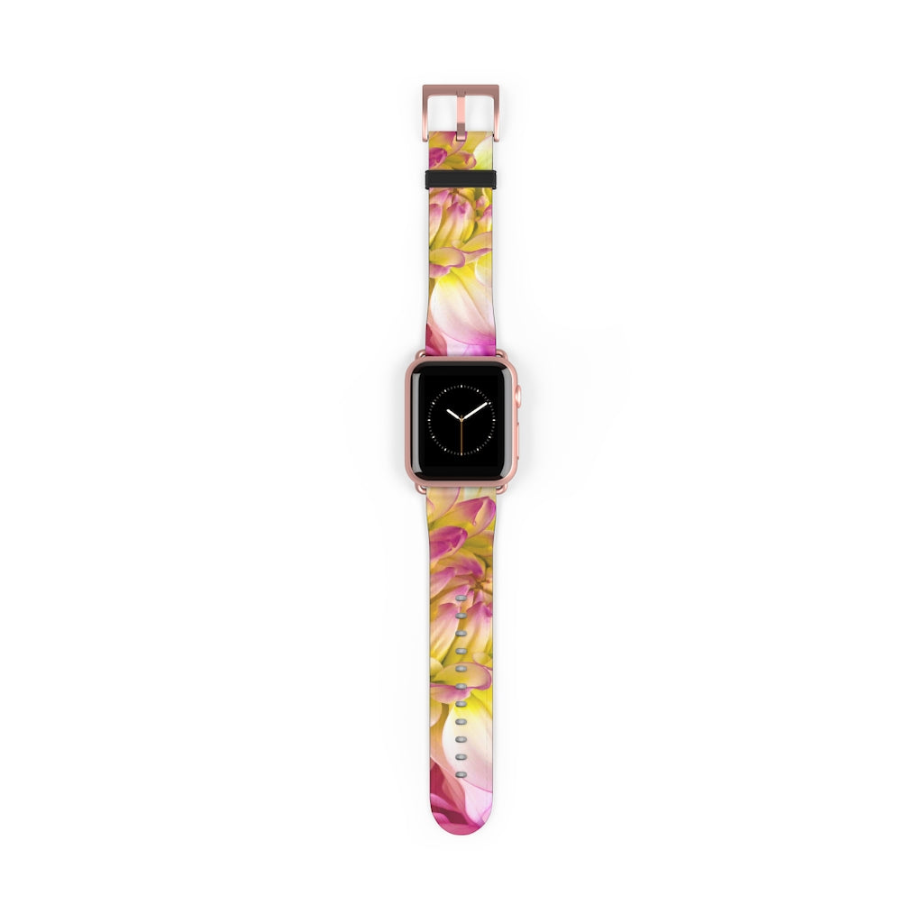 Pink Dahlia Apple iWatch Strap Vegan Leather