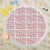 Graphic Pink Hibiscus White Circular Beach Shawl / Blanket (FWS)