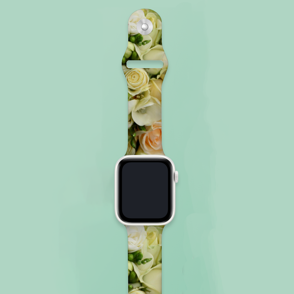 Cream Roses Apple Smartwatch Band TPU Rubber