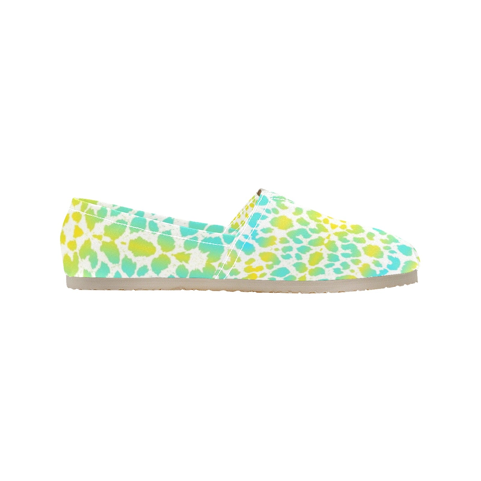 Yellow Aqua Spots Women's Canvas Slip On Shoes