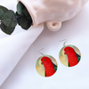 Red King Parrot Round Wooden Earrings (FWS)