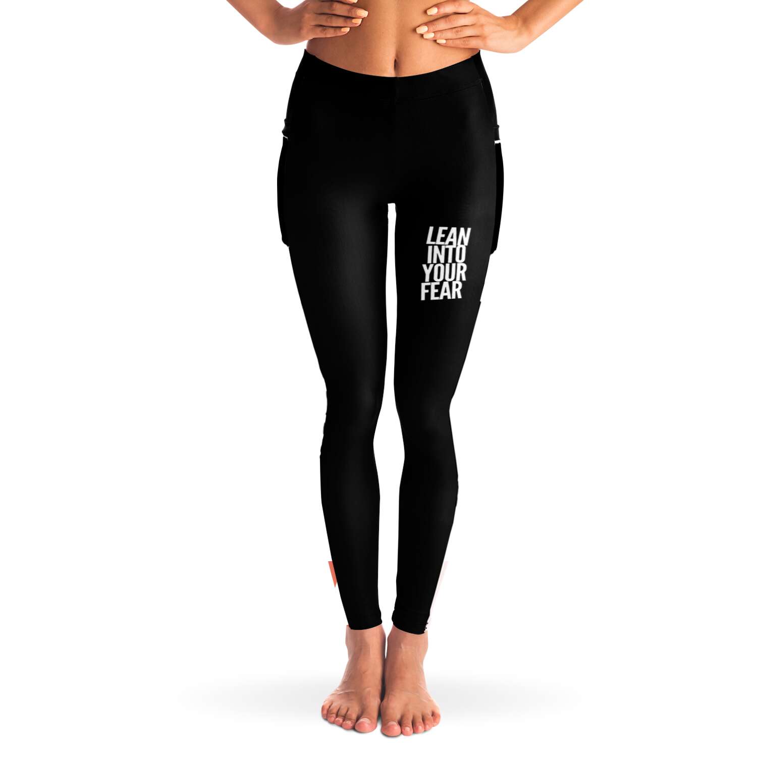 Lean Into Your Fear Mesh Panel Side Pockets Leggings