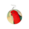 Red King Parrot Round Wooden Earrings (FWS)