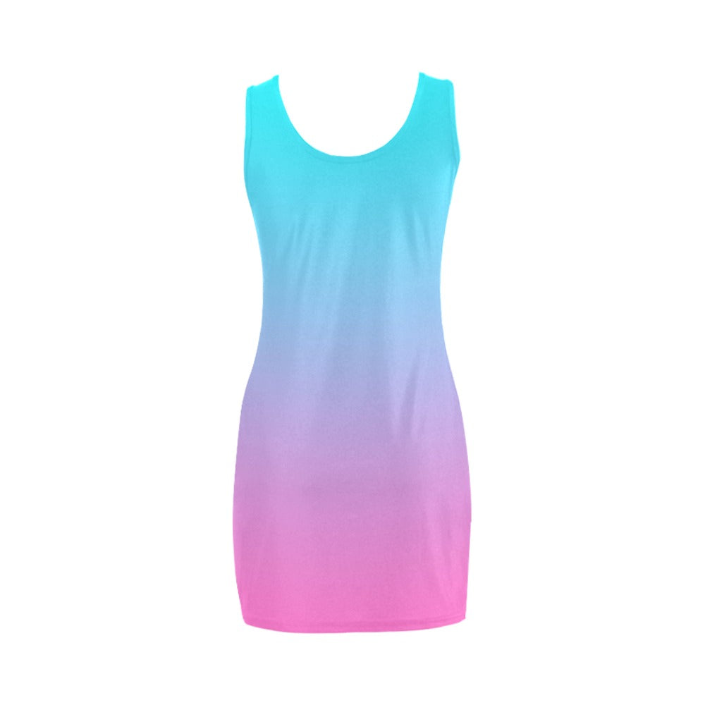 Ombre Aqua Pink Sleeveless Tank Dress up to 3 XL (FWS)