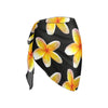 Yellow Frangipanis Black Short Chiffon Sarong Wrap (FWS)