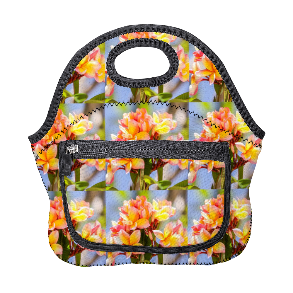 Fresh Frangipanis Lunch Bag with Zip Pocket