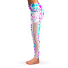 Pink Purple Aqua Spots Mesh Panel Side Pockets Leggings (FWS)