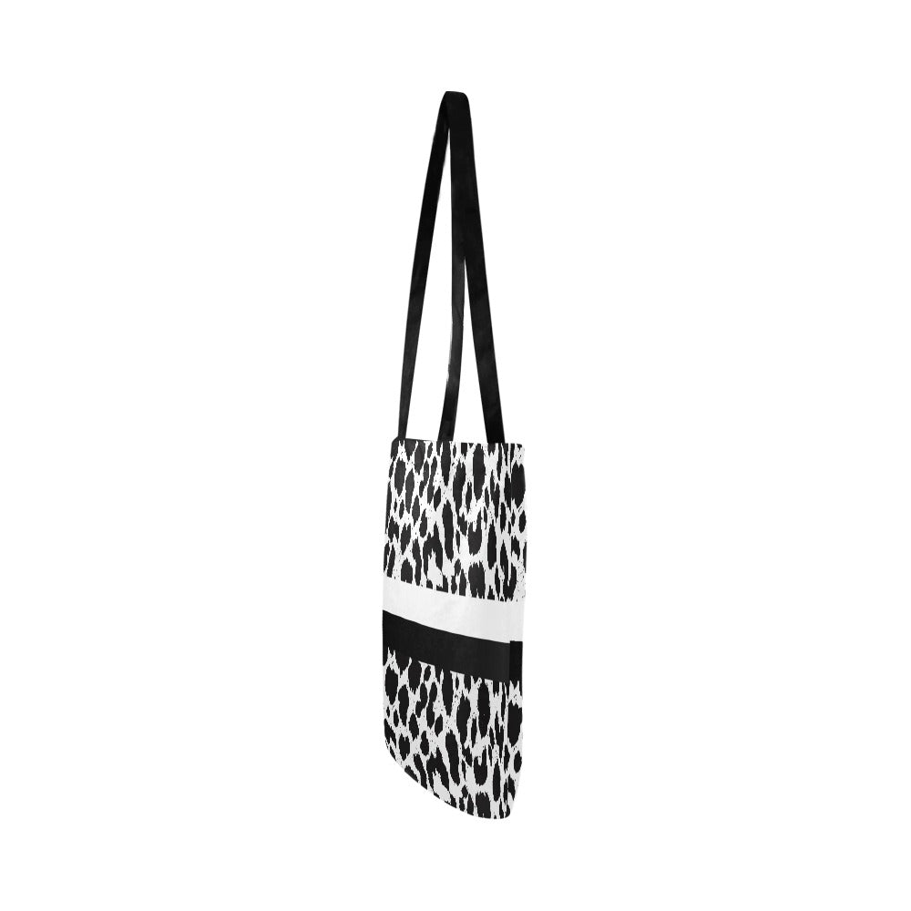 Black & White Leopard Stripes Tote Bag (Worldwide Shipping)