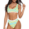 Yellow Aqua Spots Sport Top & High-Waisted Bikini up to 5 XL (FWS)