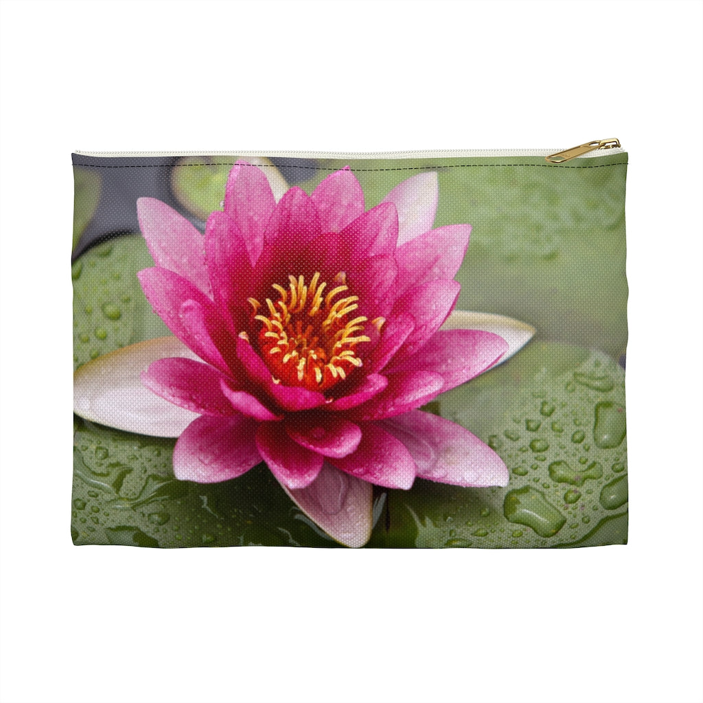 Pink Waterlily Zippered Accessory Pouch (FWS)