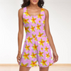 Yellow Frangipanis Pink Sleeveless Short Jumpsuit