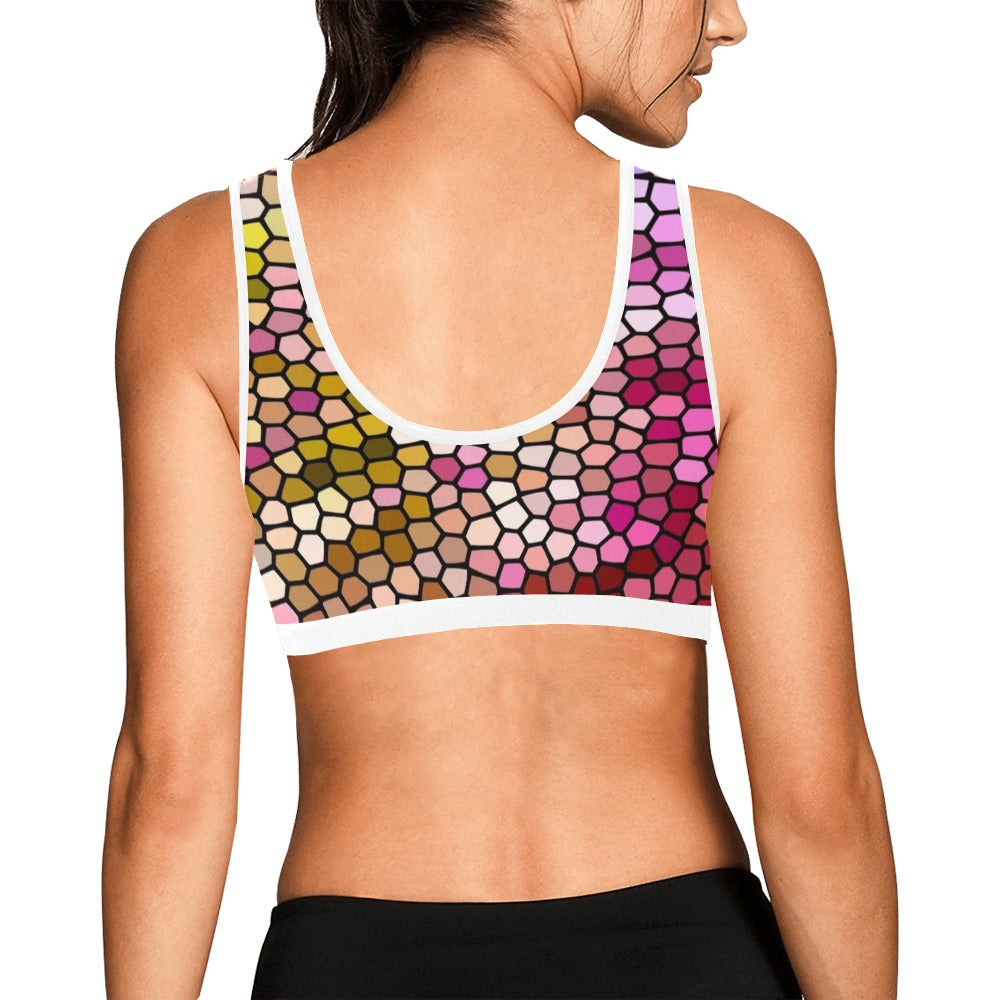 Pink Dahlia Stained Glass Sports Top up to 3 XL