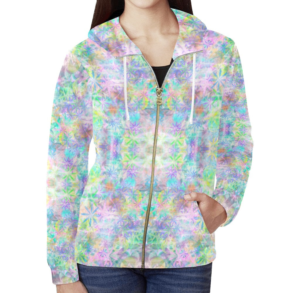 Pastel Jungle Full Zip Hoodie up to 2 XL